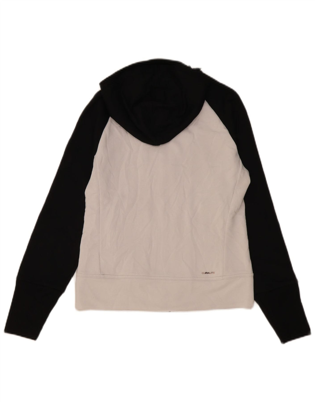 Suéter Adidas feminino com capuz e zíper Reino Unido 10 pequeno bloco colorido branco poliéster