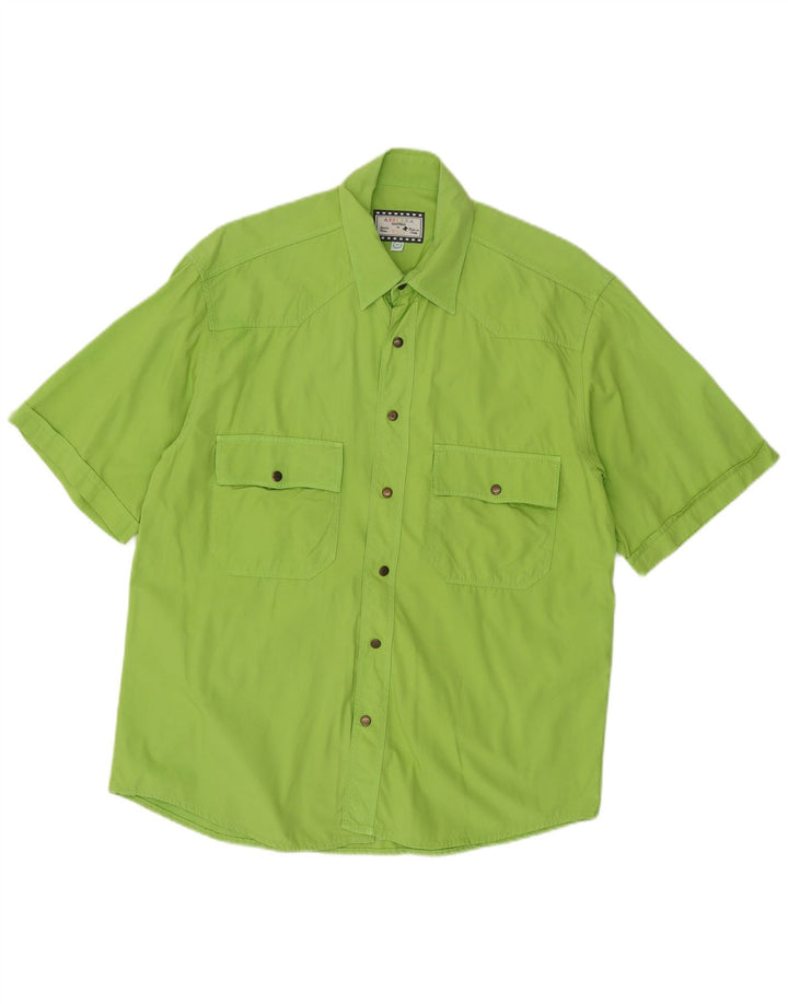 Camisa masculina Azzurra de manga curta verde médio