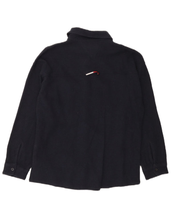 Camisa masculina de flanela Tommy Hilfiger pequena algodão azul marinho