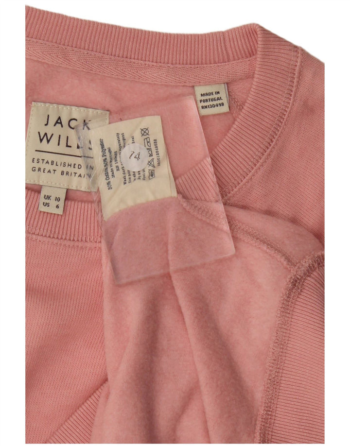 Jack Wills moletom feminino jumper Reino Unido 10 pequeno algodão rosa