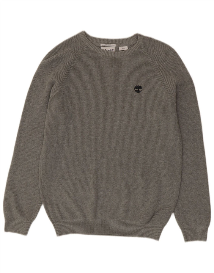 Suéter masculino Timberland com gola redonda e algodão cinza médio