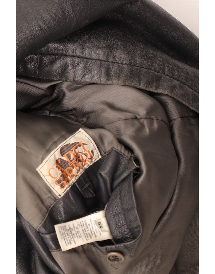 Jaqueta de couro masculina VINTAGE IT 54 2XL couro preto