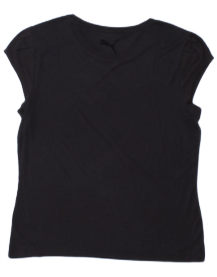 Puma feminino transparente top UK 12 médio azul marinho viscose geométrica