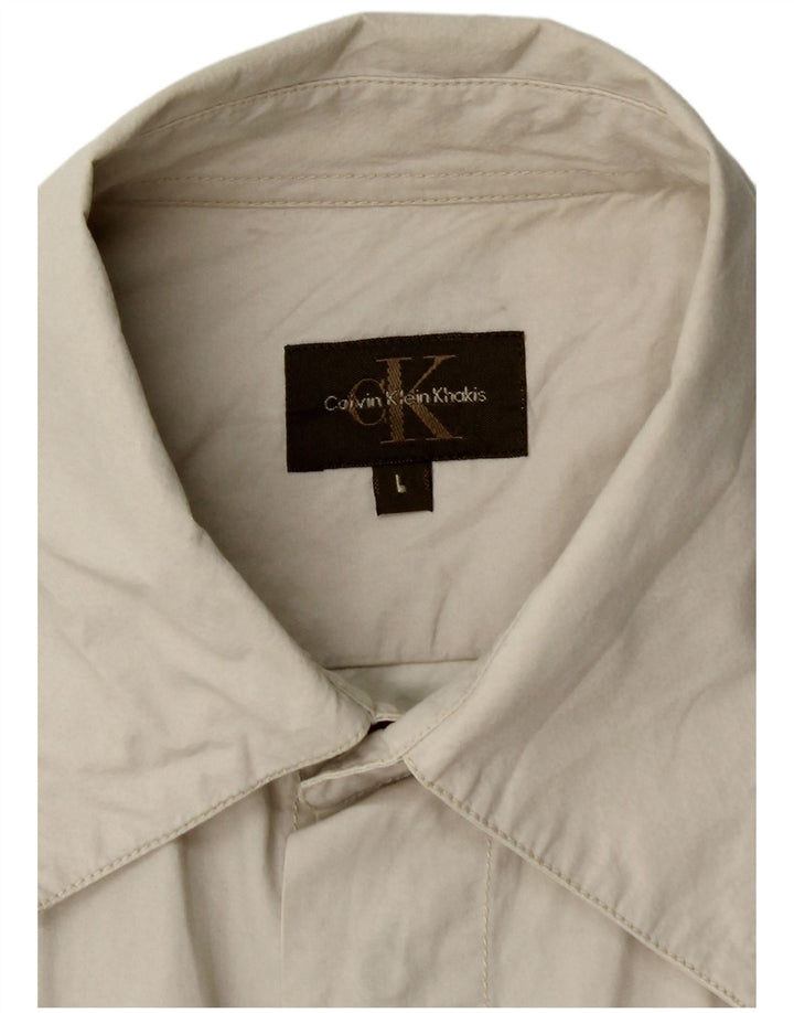 Camisa masculina Calvin Klein grande algodão bege