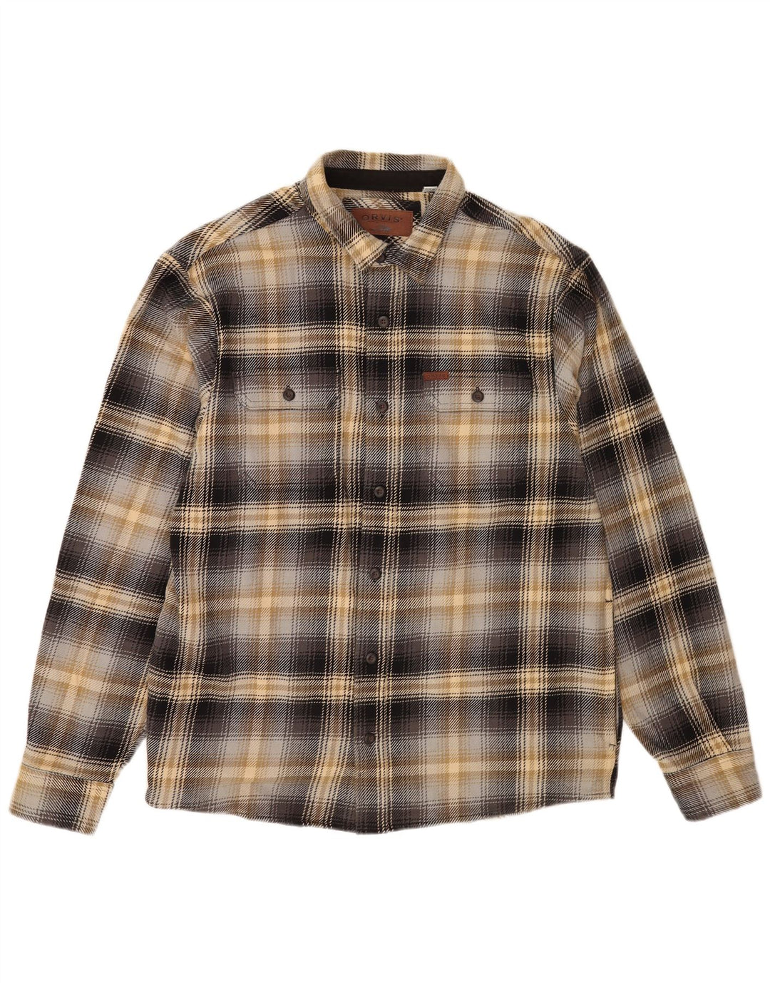 Camisa masculina de flanela Orvis grande algodão xadrez multicolorido