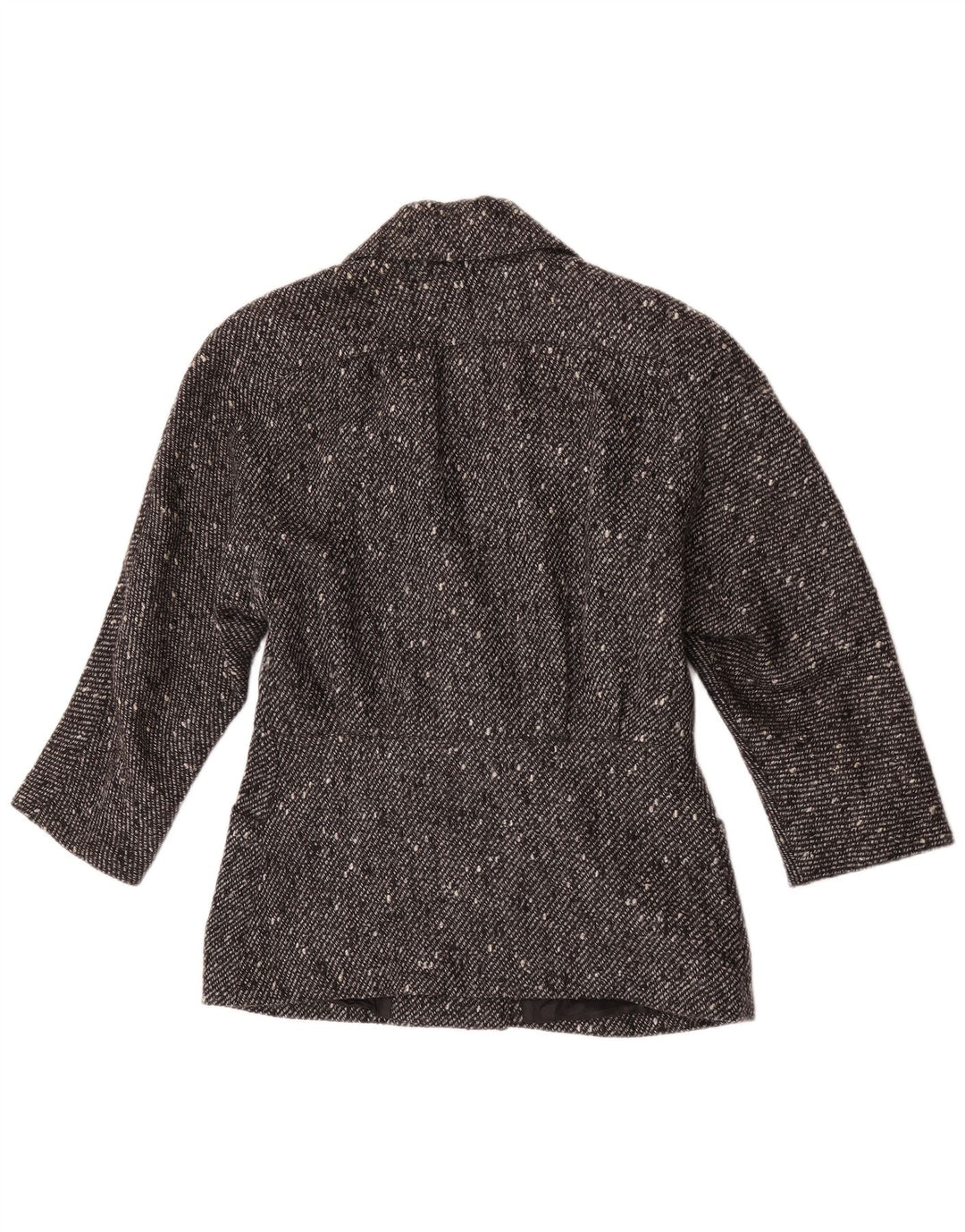 Jaqueta blazer feminina vintage com peito duplo UE 42 grande lã manchada preta