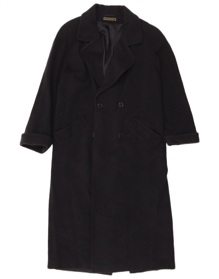 Casaco feminino Marks & Spencer com peito duplo UK 10 pequeno lã preta