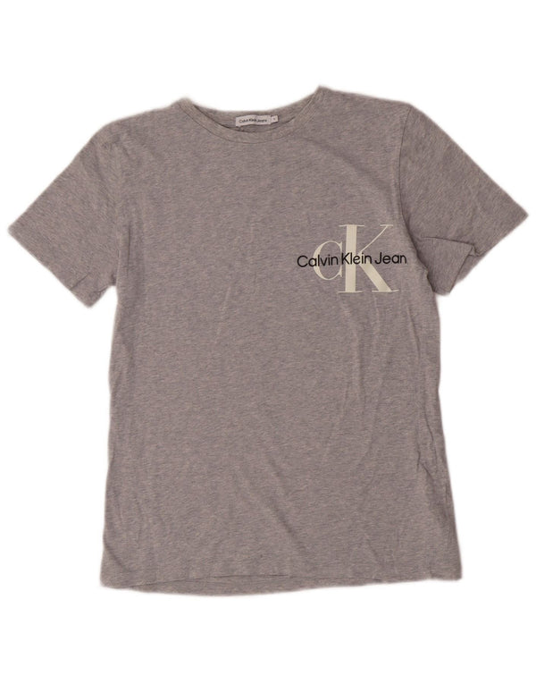 Calvin Klein Jeans Meninos Camiseta gráfica Top 15-16 anos Algodão manchado cinza