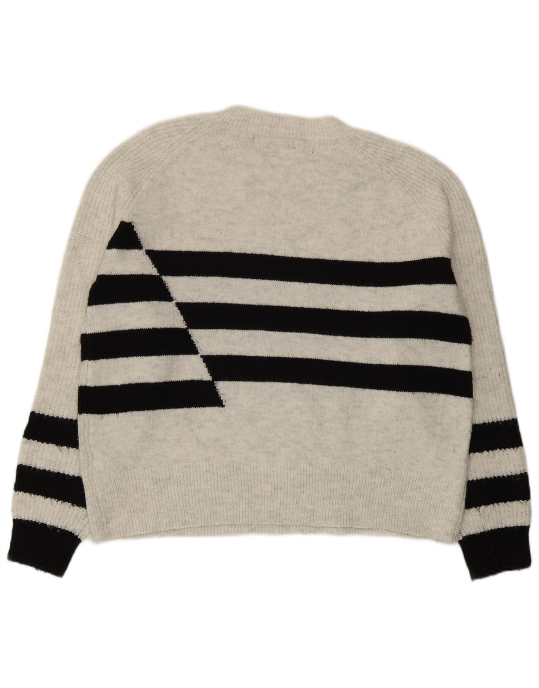Suéter feminino Marks & Spencer com gola redonda UK 14 listrado cinza médio