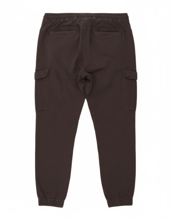 Zara Mens Joggers Cargo Calças EU 42 Grande W32 L28 Algodão Preto