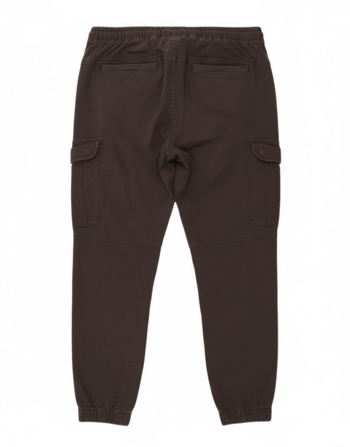 Zara Mens Joggers Cargo Calças EU 42 Grande W32 L28 Algodão Preto