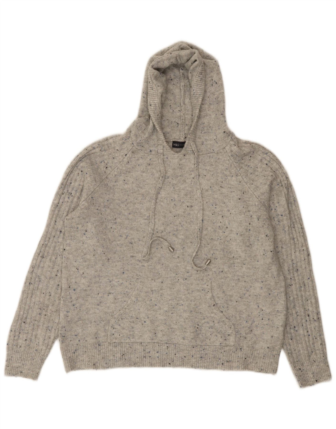 Suéter feminino com capuz Marks & Spencer Reino Unido 14 cinza médio manchado