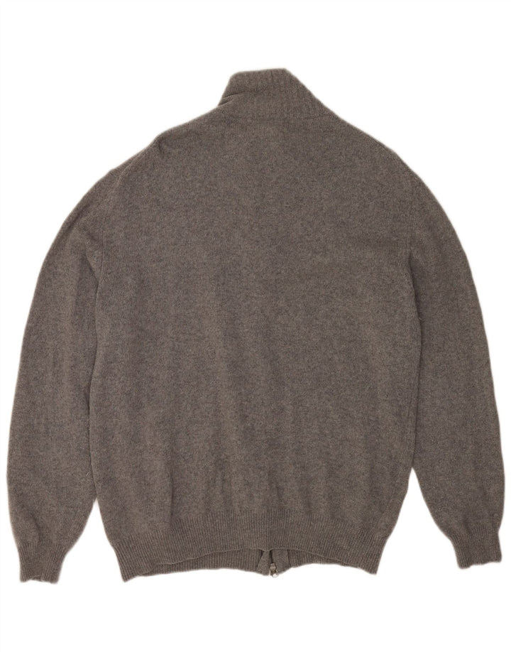 Suéter Cardigan Masculino Rifle 2XL Lã Cinza