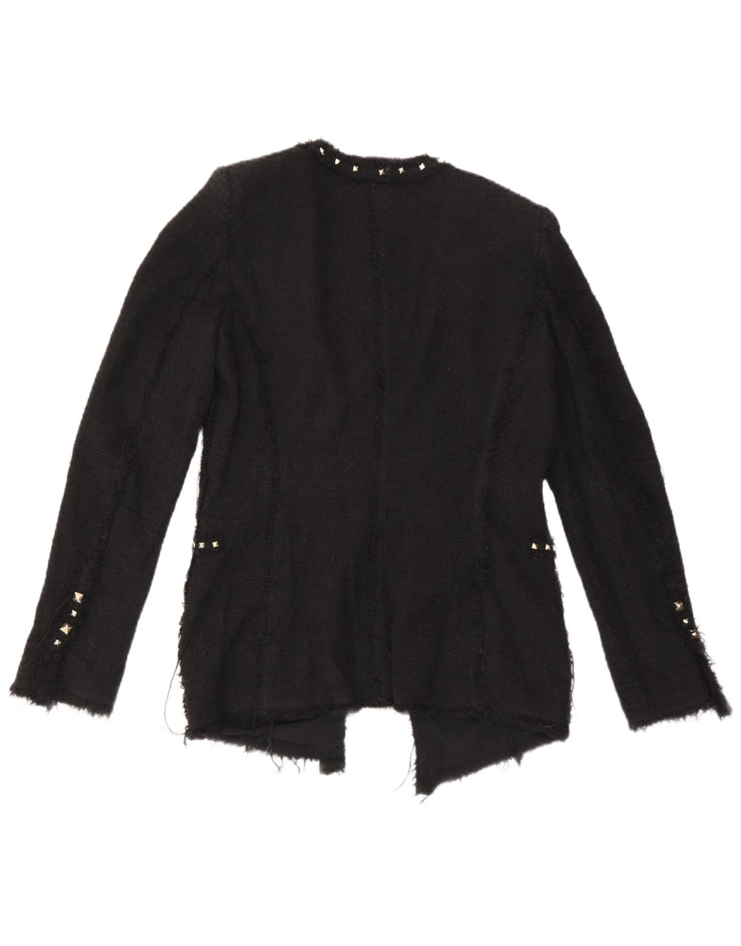 Zara Womens Open Blazer Jacket UK 12 Médio Algodão Preto