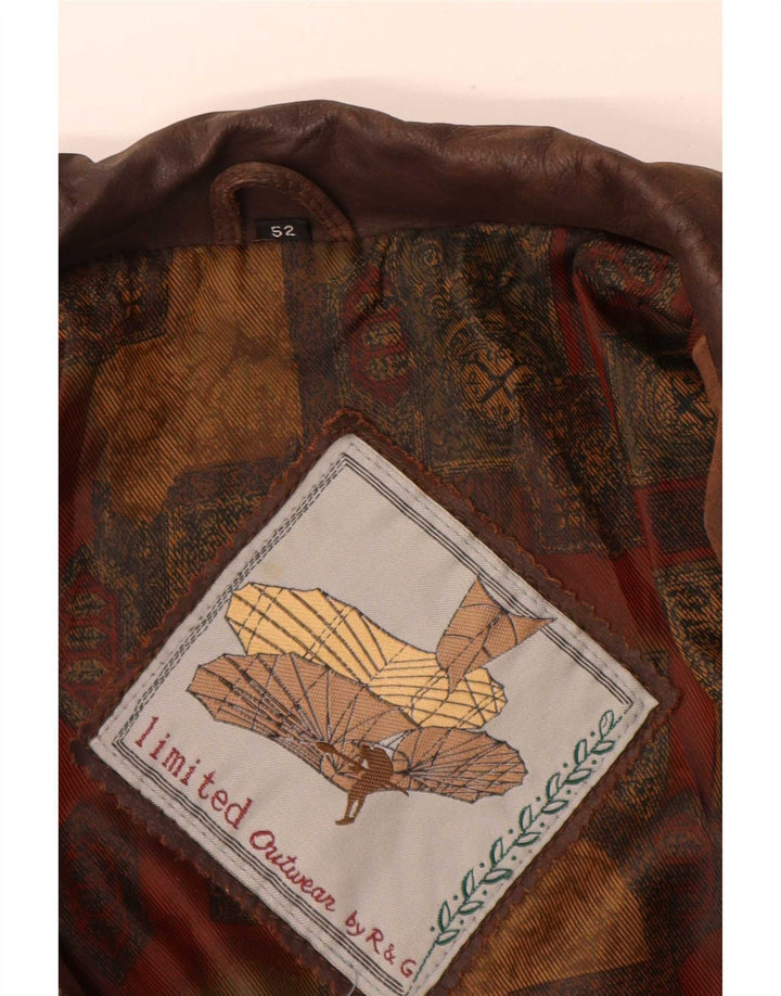 Jaqueta de couro masculina vintage IT 52 XL marrom