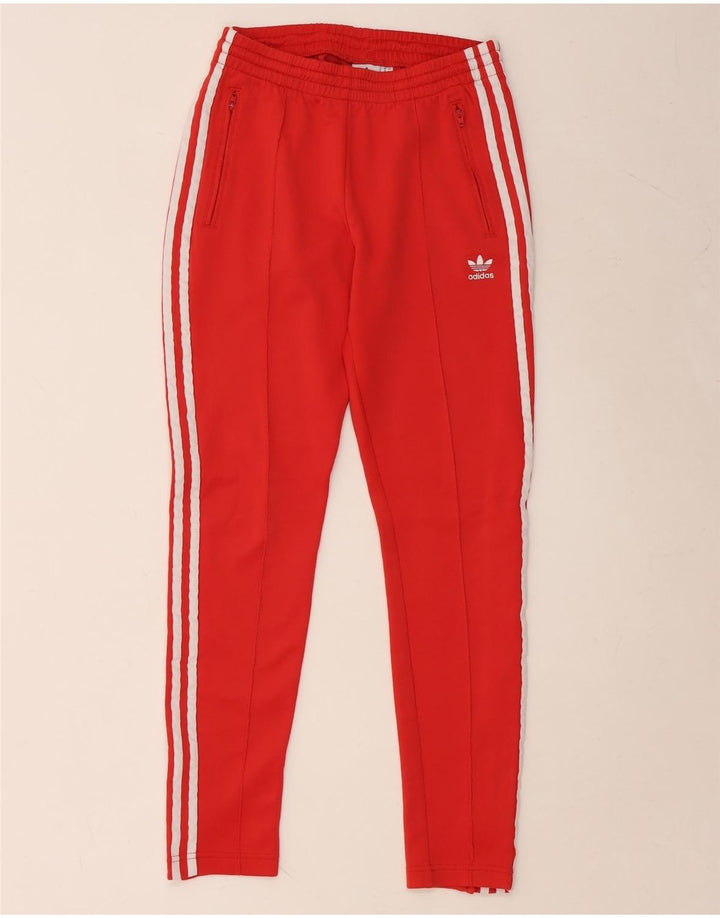 Calças de treino femininas ADIDAS UK 8 pequenas de algodão vermelho