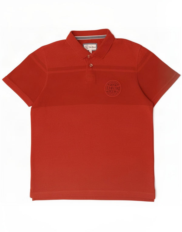 Camisa polo masculina Fat Face grande algodão colorblock vermelho