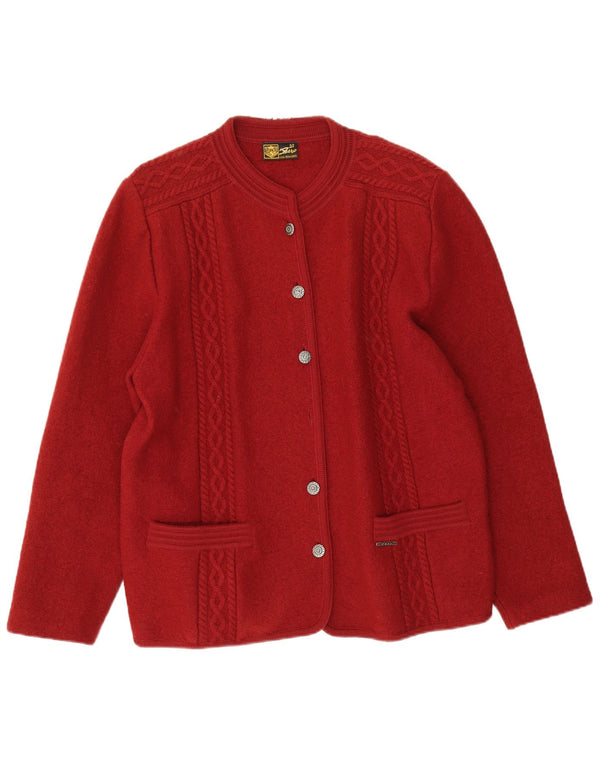Suéter cardigã feminino Zero IT 52 2XL vermelho lã nova