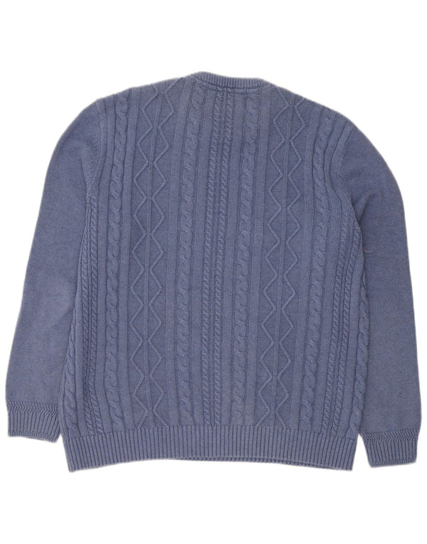 Crew Clothing Mens Suéter com gola redonda grande algodão azul