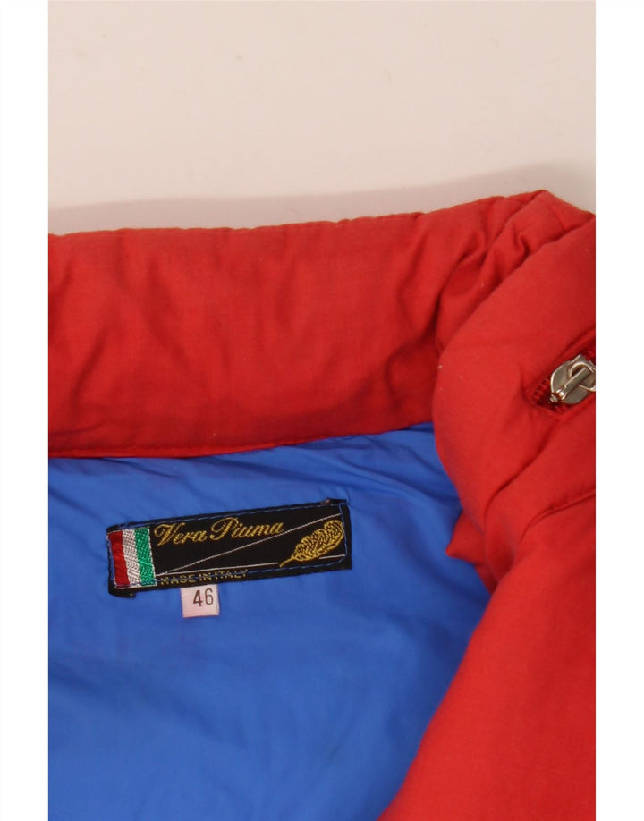 Jaqueta acolchoada com capuz masculina vintage IT 46 poliéster vermelho pequeno Colourblock