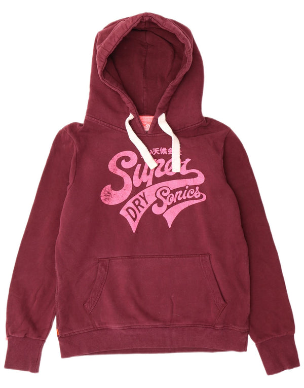 Superdry Womens Graphic Hoodie Jumper UK 18 XL Burgundy Cotton