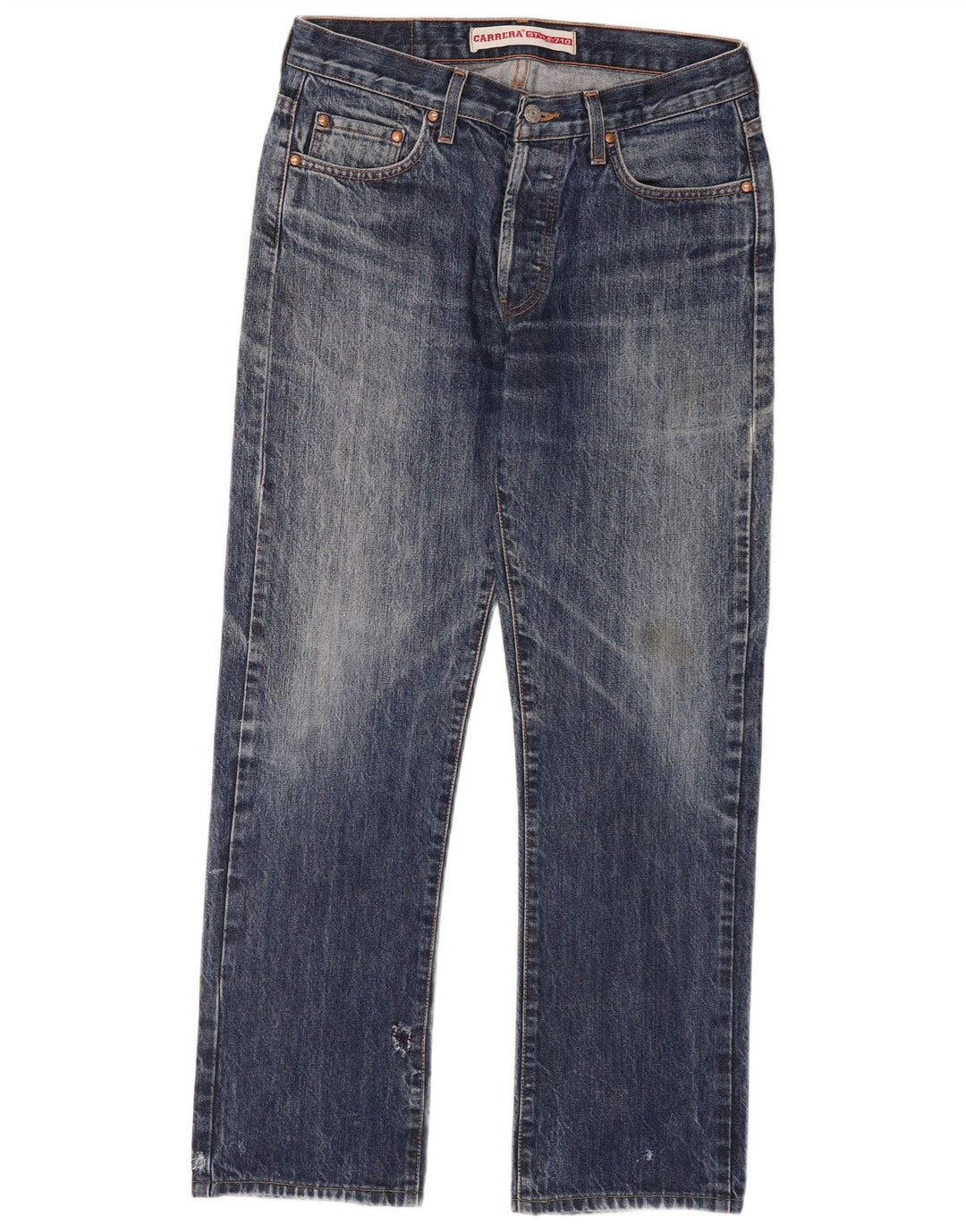 Carrera Mens Straight Jeans W33 L28 Azul Algodão