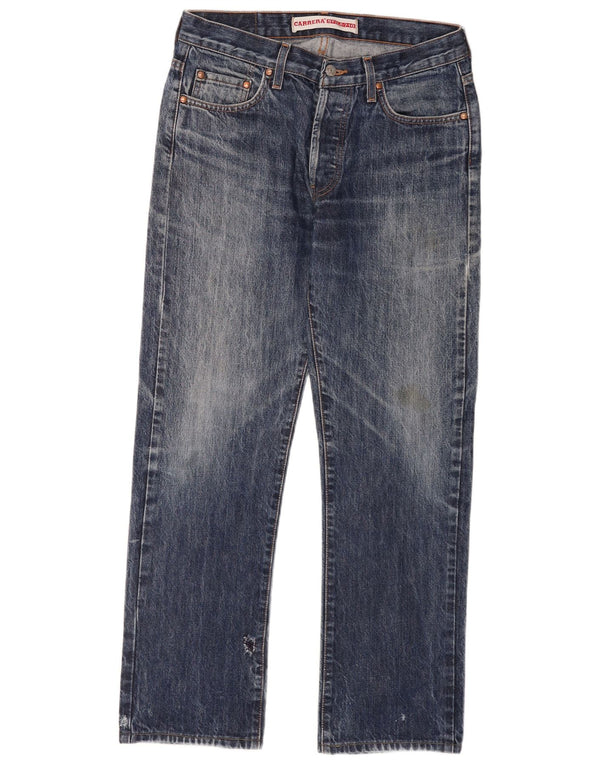 Carrera Mens Straight Jeans W33 L28 Azul Algodão