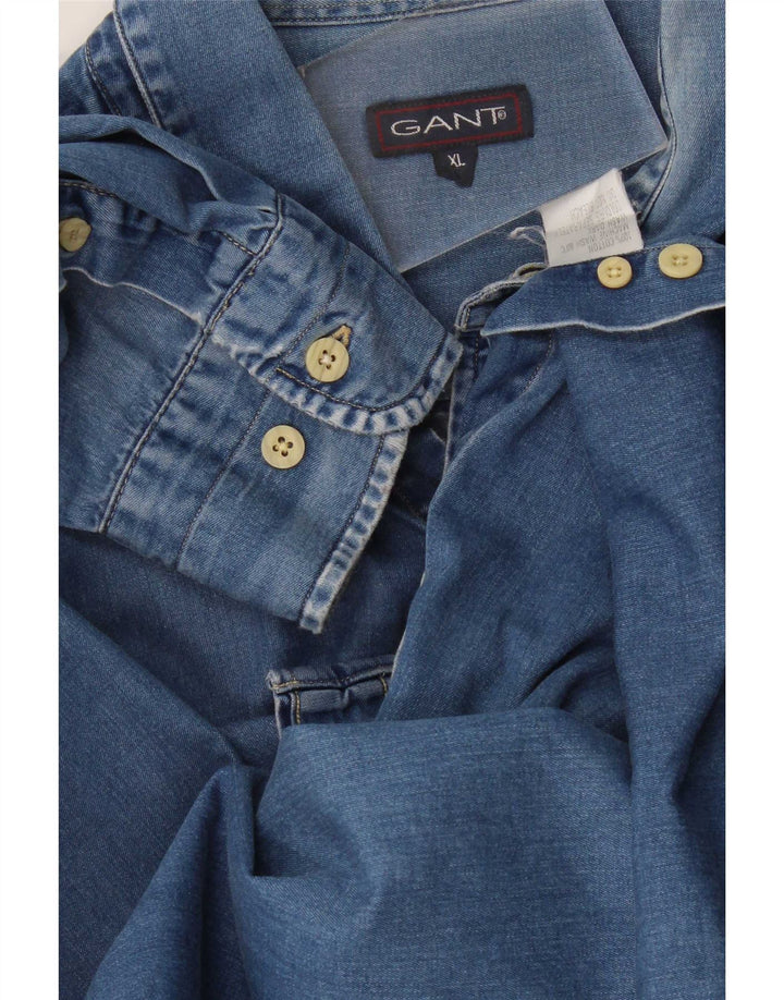 Camisa jeans masculina Gant XL azul algodão
