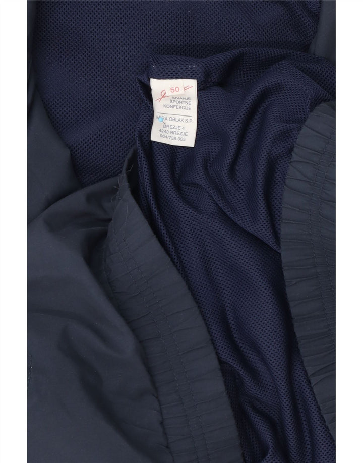Jaqueta superior de agasalho masculino vintage IT 50 bloco colorido azul marinho médio