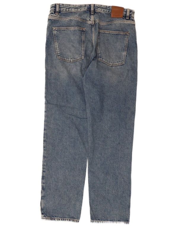 Jeans femininos Massimo Dutti cintura alta reta UE 38 pequeno W28 L28 azul