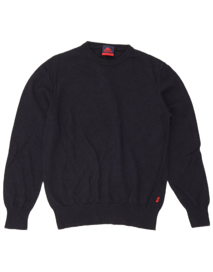 Suéter masculino Kappa com gola redonda, lã azul marinho médio