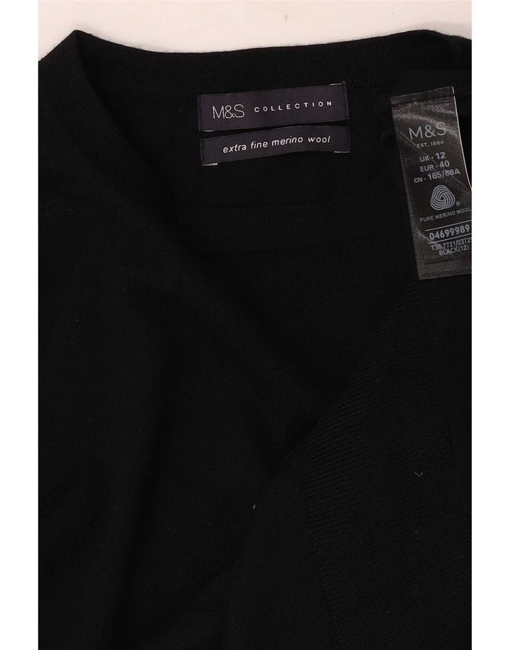 Suéter feminino Marks & Spencer com gola redonda Reino Unido 12 médio preto
