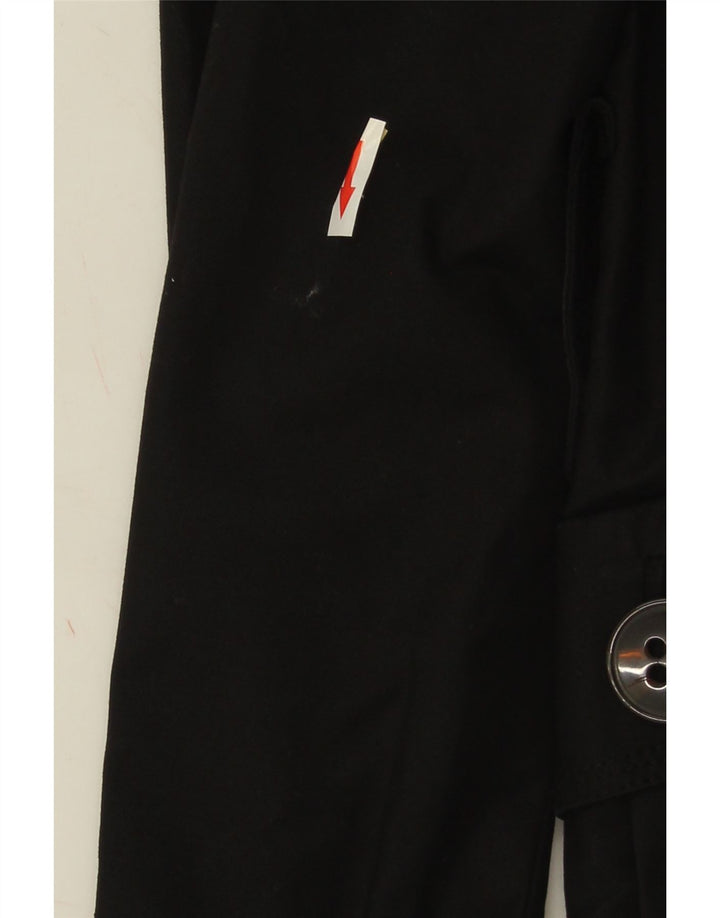 Zara Womens Trench Coat UK 10 Pequeno Algodão Preto
