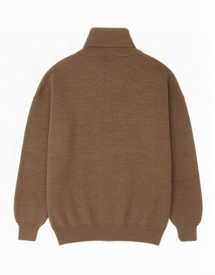 Suéter masculino vintage com gola redonda marrom médio