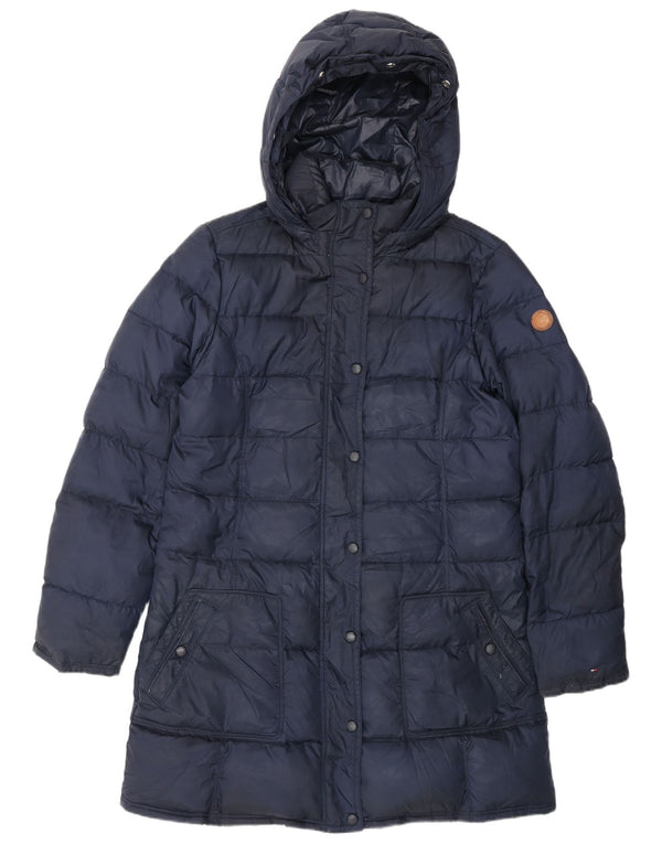 Casaco acolchoado com capuz feminino Tommy Hilfiger UK 18 XL azul marinho poliéster
