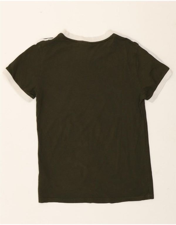 Camiseta feminina Adidas UK 4 XS cáqui colorblock algodão