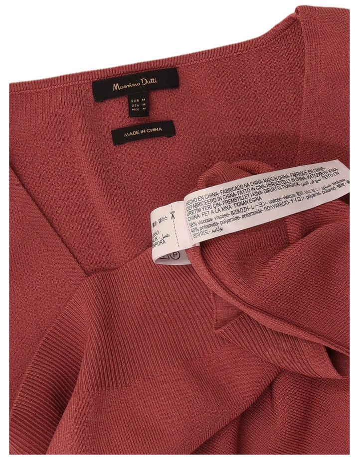 Suéter masculino Massimo Dutti de manga curta com decote em V médio Borgonha