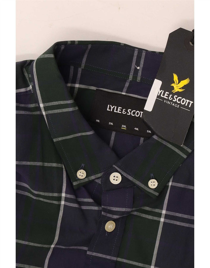 Camisa masculina Lyle & Scott 3XL algodão xadrez azul marinho