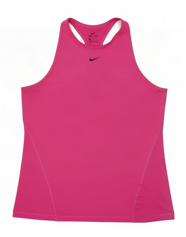 Nike Womens Dri Fit Vest Top UK 14 Grande Rosa Poliéster