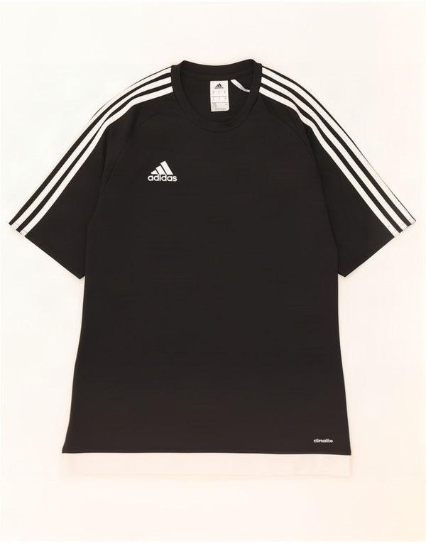 Adidas Mens Climalite Camiseta Top Médio Preto Colorblock Poliéster