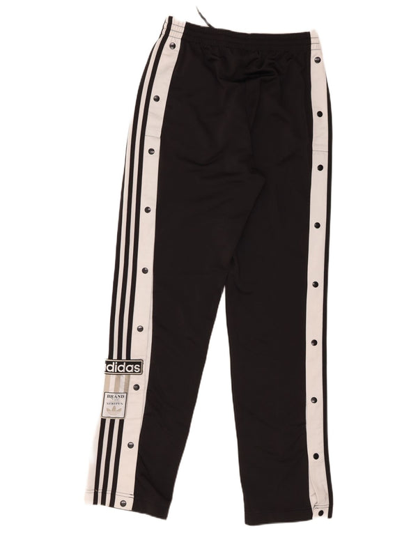 Calça de treino feminina Adidas UK 8 pequena preta colorblock poliéster