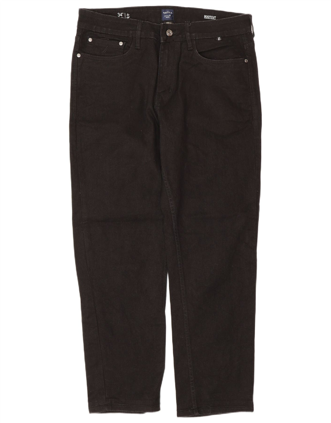 Nautica Mens Bootcut Jeans W34 L30 Algodão Preto