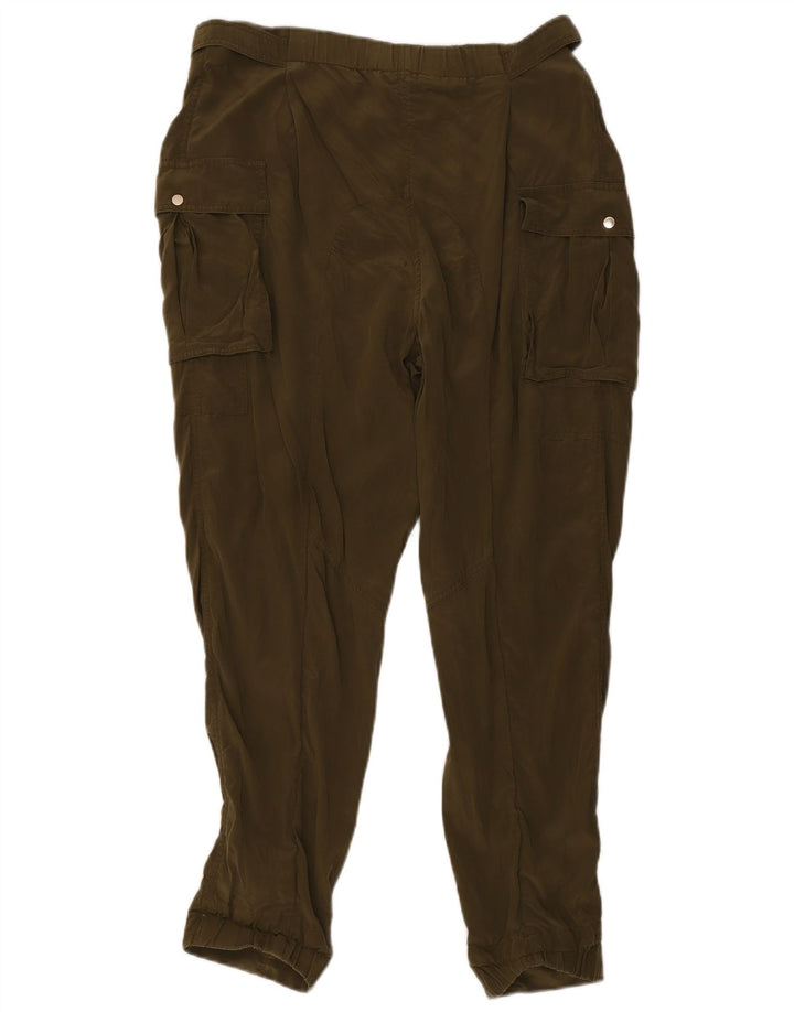 Calça cargo feminina Ted Baker de cintura alta tamanho 3 médio W34 L28 cáqui