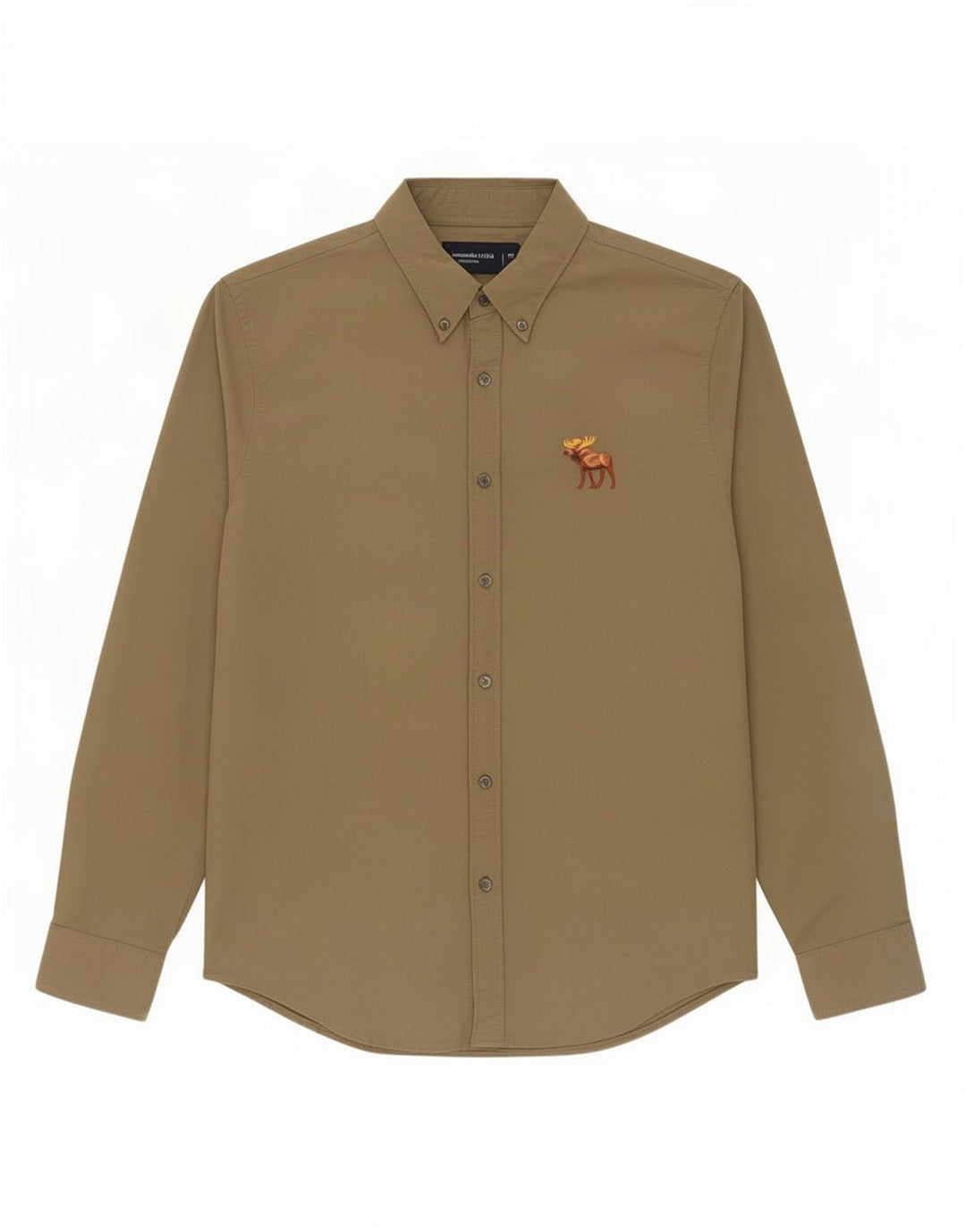 Camisa masculina Abercrombie & Fitch de algodão cáqui médio