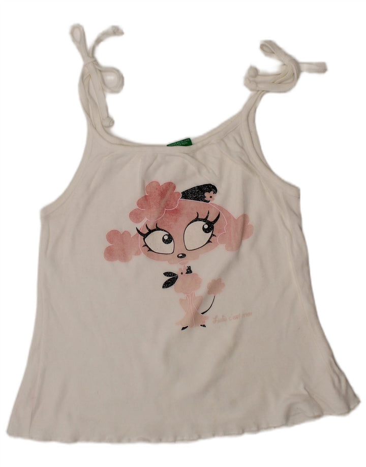 Top com colete gráfico BENETTON para meninas de 12 a 18 meses branco