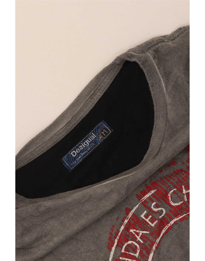 Camiseta gráfica masculina Desigual Top cinza médio