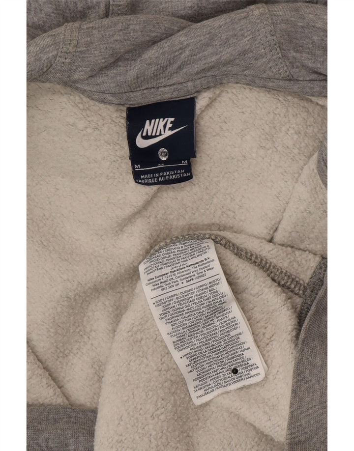 Suéter masculino Nike com capuz e zíper cinza médio algodão manchado