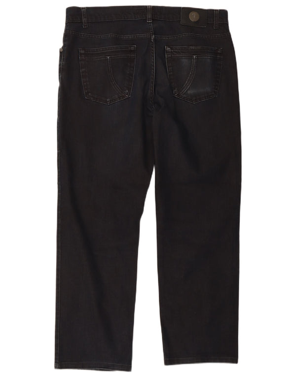 Trussardi Calça jeans reta masculina W38 L29 algodão azul marinho