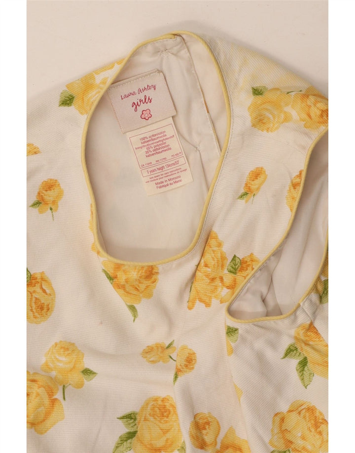 LAURA ASHLEY Vestido feminino sem mangas evasê 8-9 anos algodão floral branco