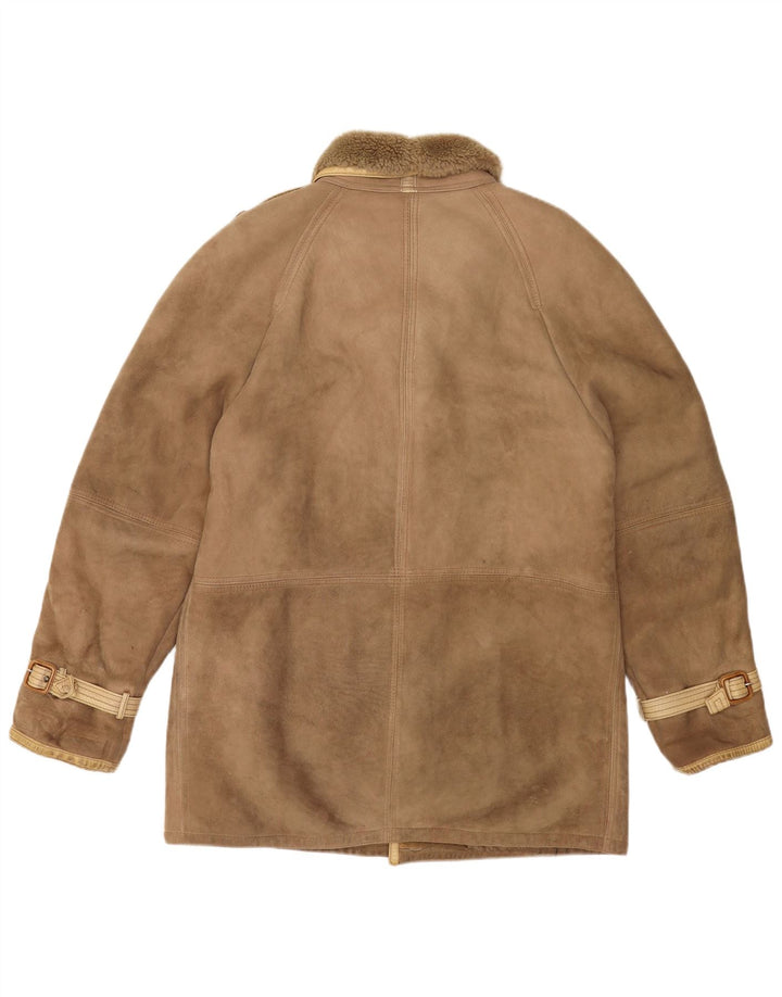 Jaqueta masculina vintage de shearling IT 52 XL Bege Shearling